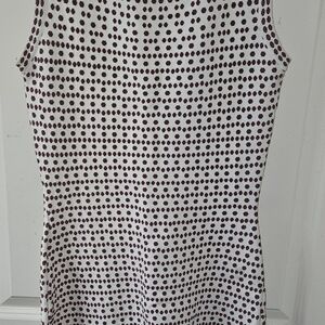 Chic White Top with Maroon Dot Print